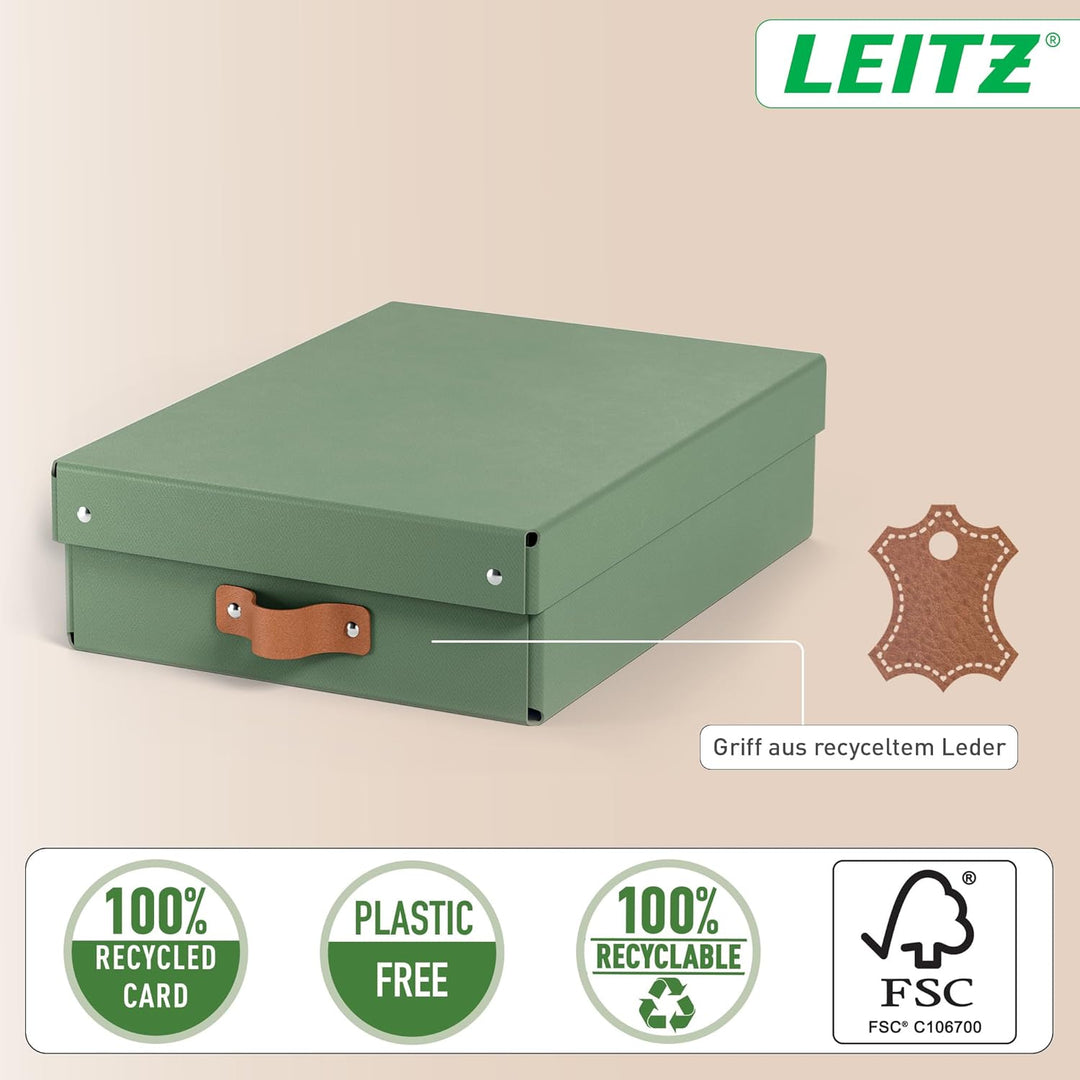 Leitz Puro Flache Aufbewahrungsbox mit Deckel, Medium, 2er-Set, Box 8 L, stapelbar, Organizer-Box fü