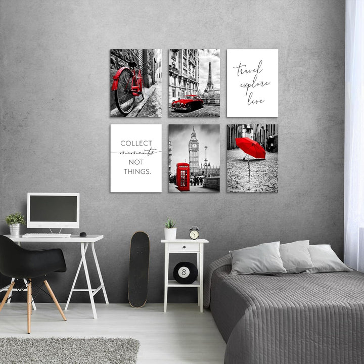 Novart Set Wandbilder - KEIN EXTRA RAHMEN BENÖTIGT - Wohnzimmer Schlafzimmer - Bilder Modern London