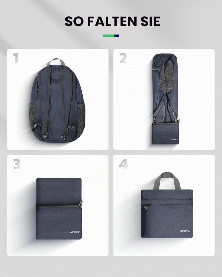 WATERFLY Ultraleicht Rucksack Faltbar 18L: Klein Packable Wanderrucksack Leicht Dünner Tagesrucksack