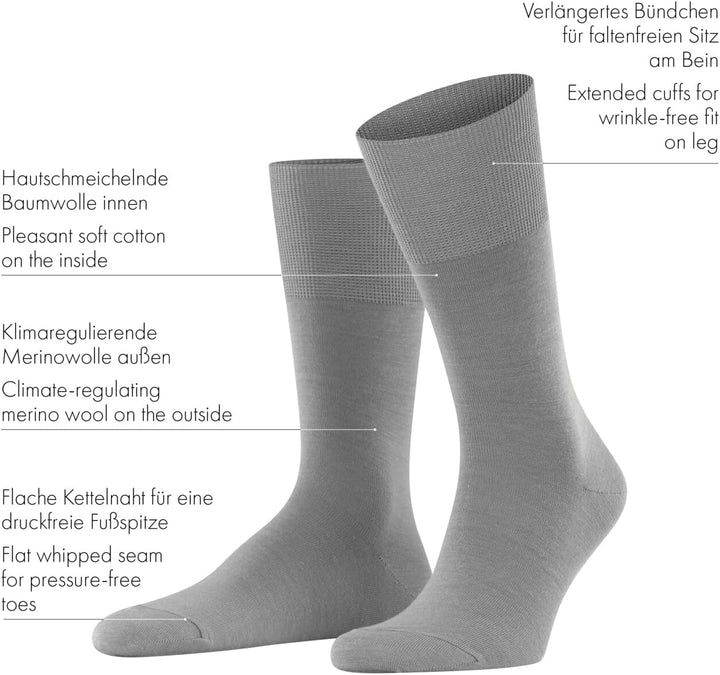 FALKE Herren Sensitive Malaga Socken druckfreier Komfortbund flache Naht gegen Druckstellen einfarbi
