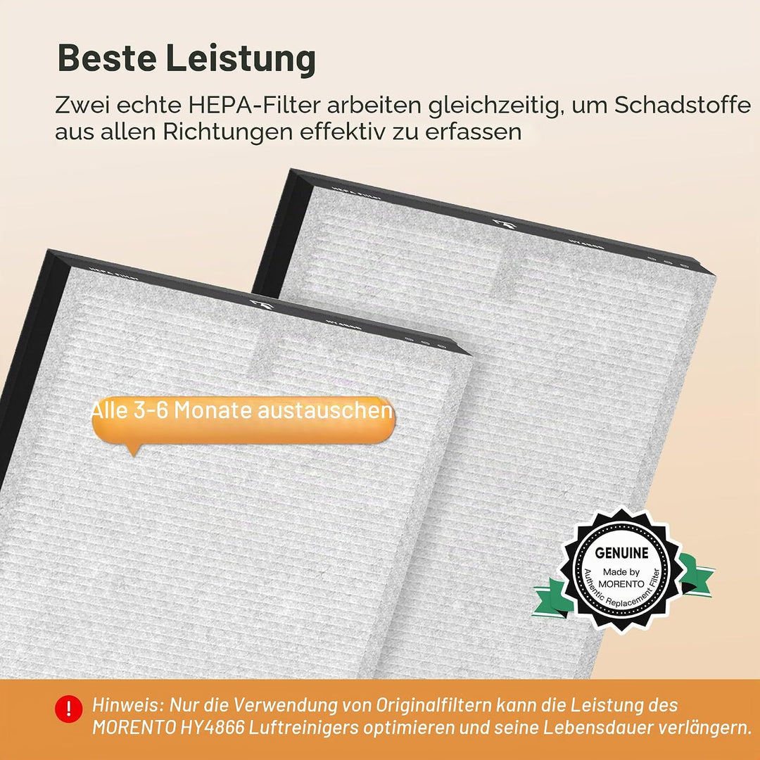 MORENTO HY4866 Original Luftreiniger Ersatzfilter, H13 Echter HEPA Filter wird verwendet, um Staub T