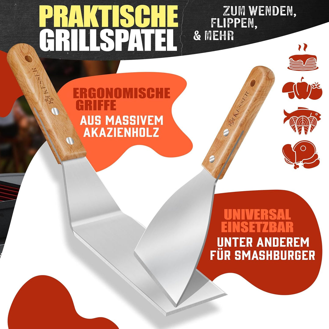 KESSER® Grillplatte Plancha aus Edelstahl 40x30cm rostfrei mit Fettablauf, hitzebeständig bis 800°C