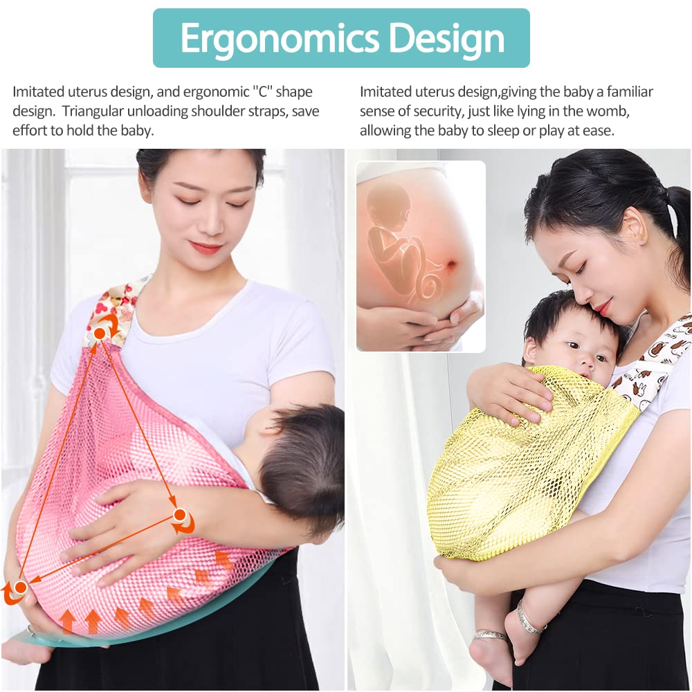 Breathable Baby Sling, Adjustable Baby Wrap, Baby Carrier Wrap, Quick Dry, 3D Mesh Fabric, Thick Sho