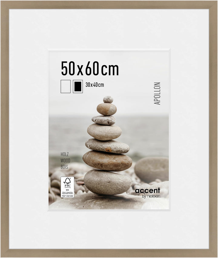 accent by nielsen Holz Bilderrahmen Apollon, 50x60 cm, Silber 50 x 60 cm Silber, 50 x 60 cm Silber