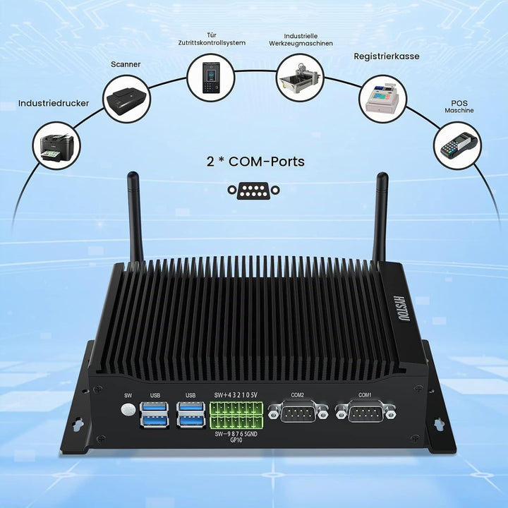 HYSTOU Mini PC Lüfterlos Windows 11 Pro, Fanless Mini PC 16GB Ram DDR4 512 GB SSD I7 10810U (bis zu