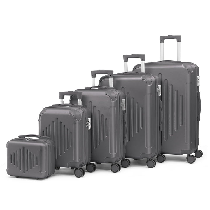 LALAHO Kofferset 5 teilig, Reisekoffer Set mit Kosmetikkoffer, Hartschalen Koffer Set aus ABS, Gepäc