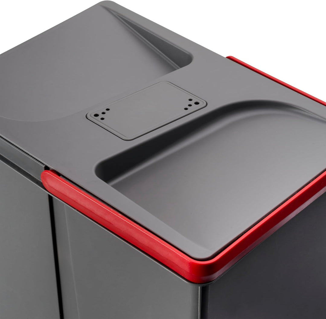 Emuca - Küchenschubladenbehälter mit geruchsdichtem Deckel, H 266 mm (3 x 15 L + 2 x7 L), Kunststoff