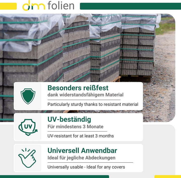 dm-Folien Abdeckfolie I 2 x 50 m I 200 My Stärke I Verschiedene Masse & Stärken I Transparente & rei