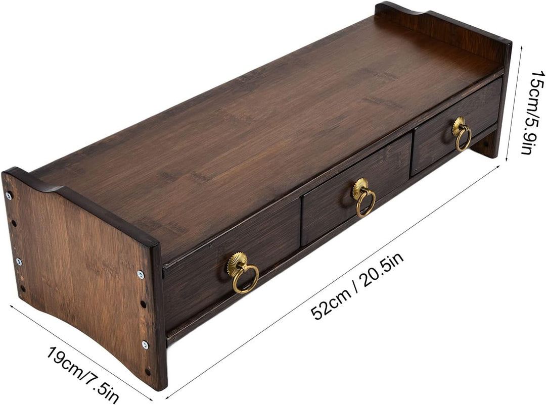 Computer-Riser, nicht absorbierender Bambus-Monitorständer mit 3 Schubladen für das Büro zum Studier