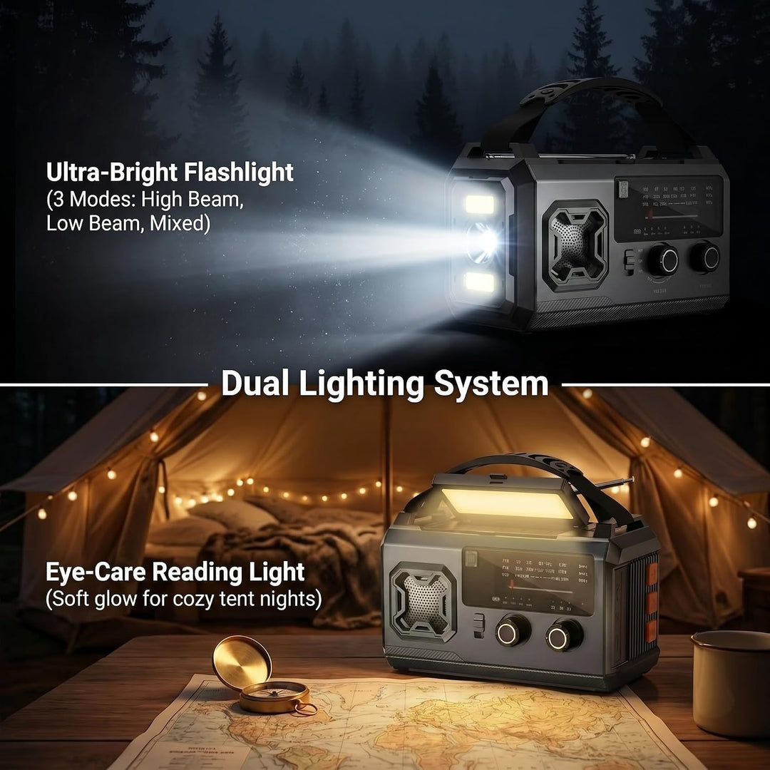 27000mAh Kurbelradio Notfallradio mit Solar & Powerbank: AM/FM Solarradio, Handkurbel, SOS, Taschenl