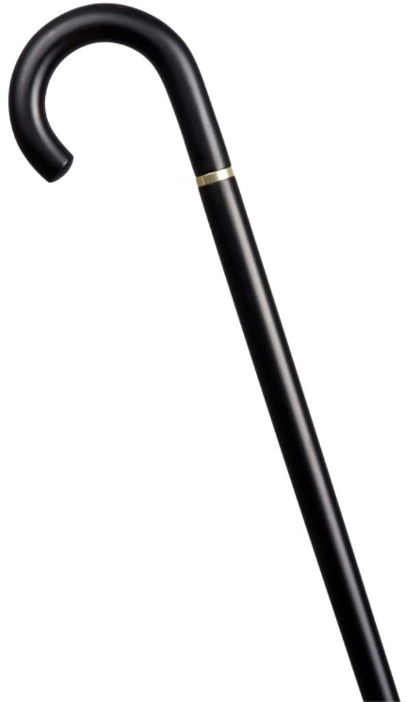 Gehstock Rundhaken poliert Buche schwarz gebeizt, 82 cm