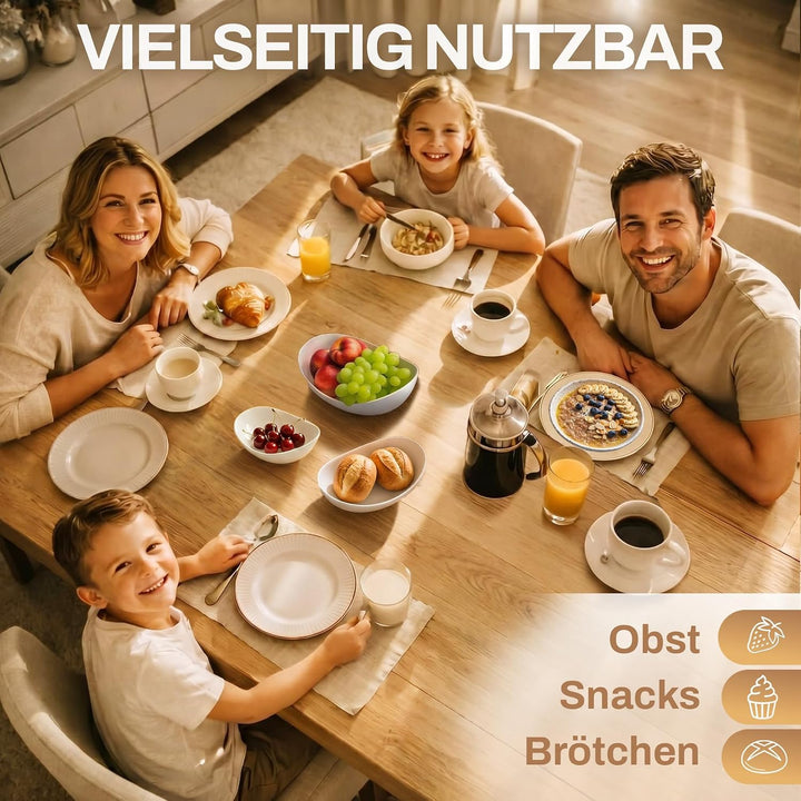 Obstetagere 3 Etagen aus Keramik | Moderner Obstkorb mit schwarzem Holzrahmen, Ø 30 cm Basis | Stilv