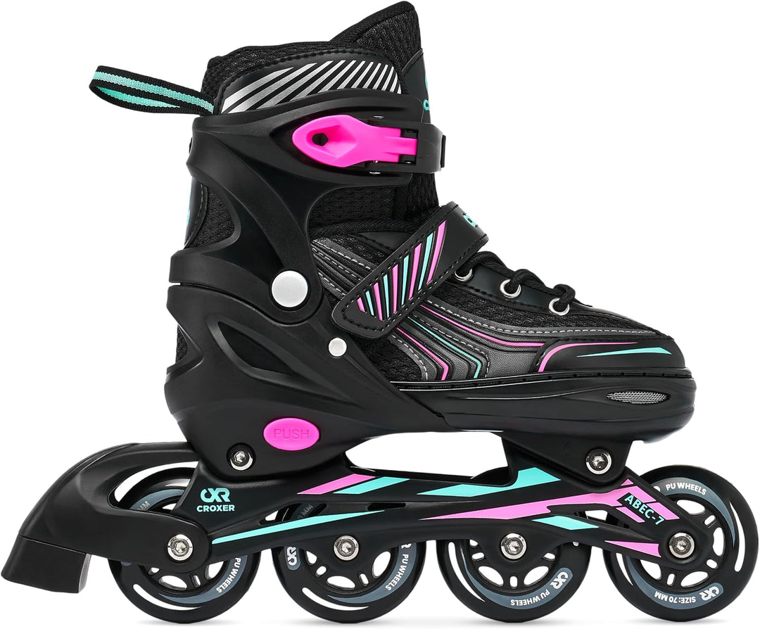 Croxer 3in1 Inline Skates Inliner Triskates Rollschuhe Optima Black/Mint verstellbar 31-34 (18,5cm-2