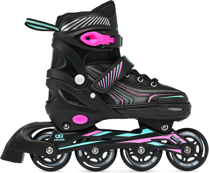Croxer 3in1 Inline Skates Inliner Triskates Rollschuhe Optima Black/Mint verstellbar 31-34 (18,5cm-2