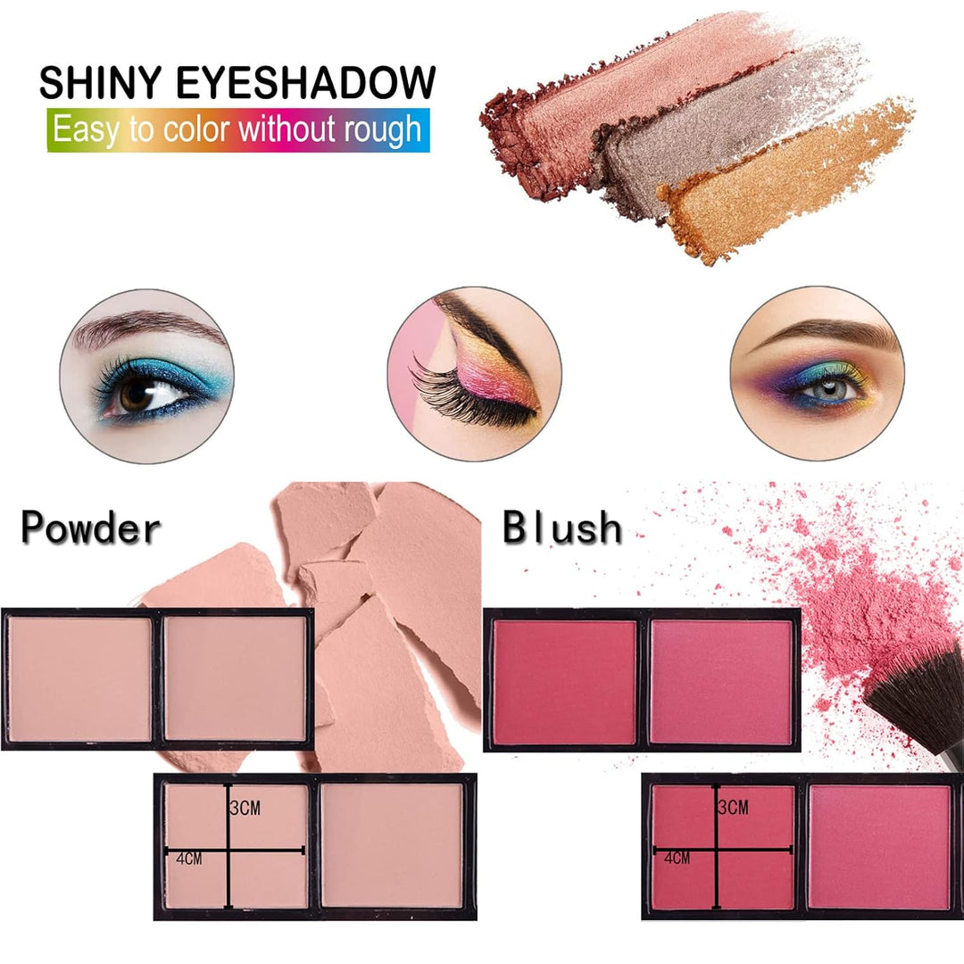 Schminkkoffer Multifunktions Schmink Kosmetik Make-up Set mit Lidschatten, Blush Rouge, Pressed Powd