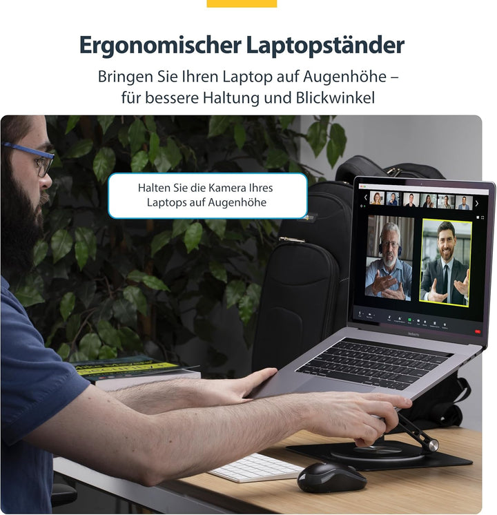 [StarTech. com Drehbarer Laptop-Ständer, um 360 Grad drehbar, ergonomische Schreibtischerhöhung für
