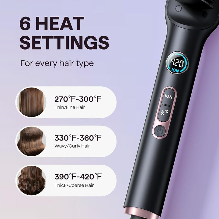 Wavytalk Glättbürste, Ionische Glätteisen und Bürste 2 in 1, Verbrühungsschutz Keramik Haarglätter B