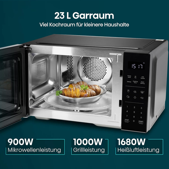 Hisense H23MOBS5HC Mikrowelle /23 L/900W/AirFry/4 in 1 Super Kombination/Memory Funktion/Mehrstufige
