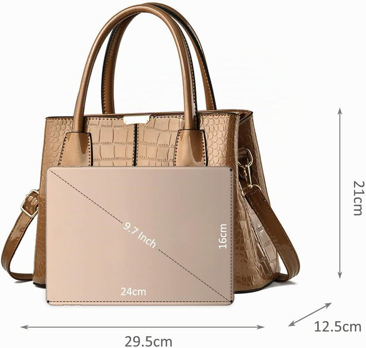 NICOLE &amp; DORIS Handtaschen Damen Mode Krokoprägung Henkeltasche Lackleder Handtasche Shopper Umhänge