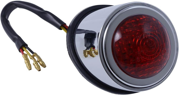 Rücklicht LED OLD SCHOOL TYP1, Motorrad, chrom, rotes Glas
