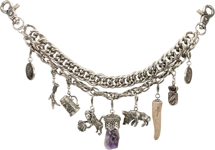 Alpenflüstern Trachten-Charivari Josef - Hochwertiger Herren-Trachtenschmuck mit Trophäen-Anhängern