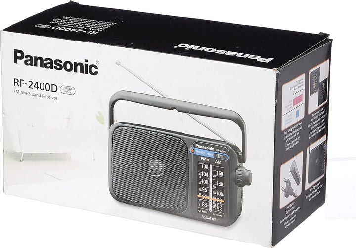Panasonic RF-2400DEG-K Tragbares Radio mit Griff, Netz- oder Batteriebetrieb schwarz Single, Single