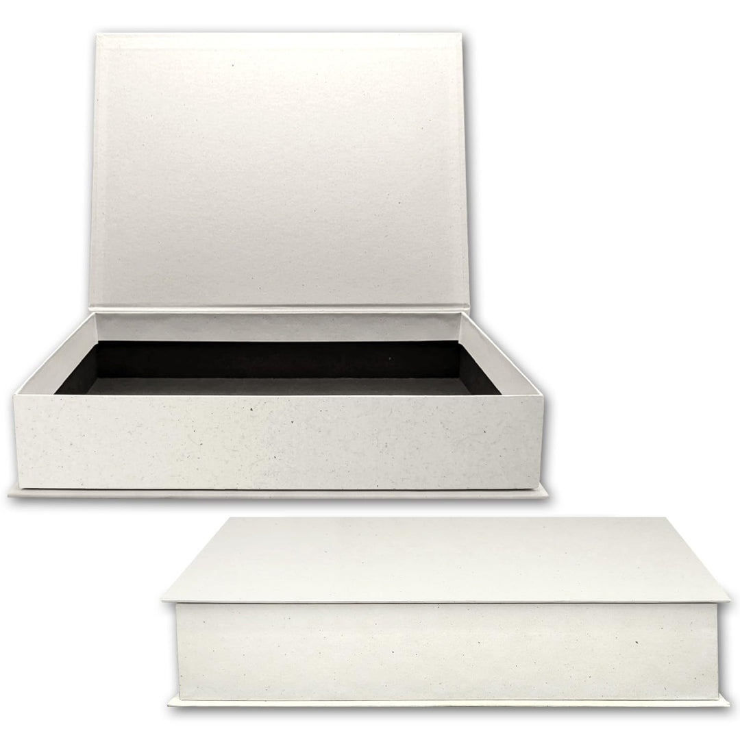 NEUSER PAPIER Geschenkbox mit Klappdeckel - 1 Stück - DIN A4 - Natur(weiss) bezogen - innen schwarz