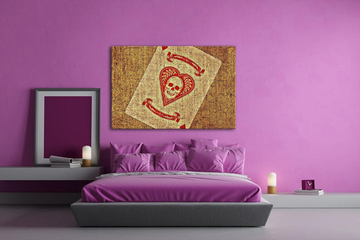 deyoli Spielkarte Ass Herz Format: 80x60 als Leinwandbild, Motiv fertig gerahmt auf Echtholzrahmen,