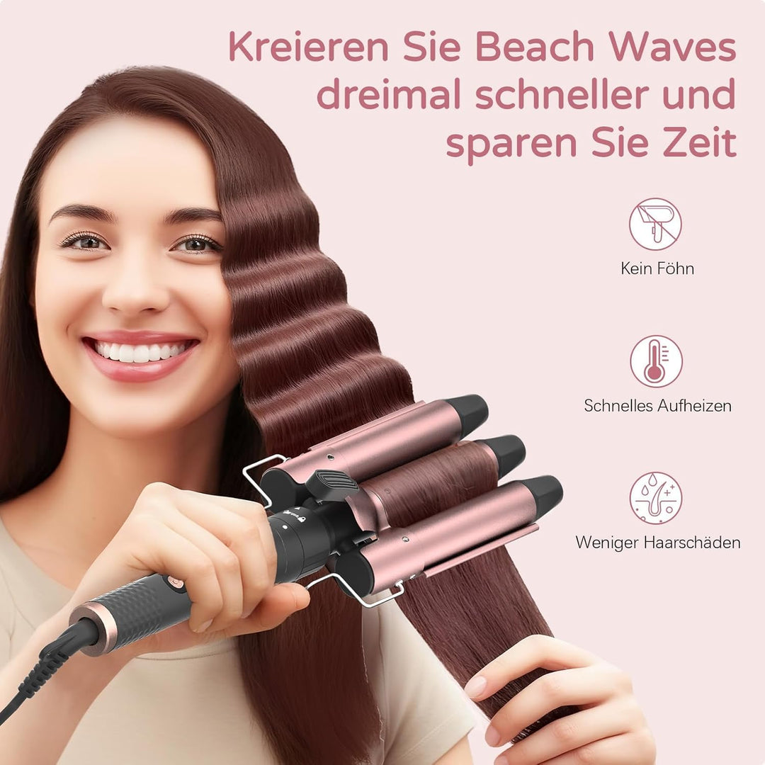 iToncs 5-in-1 Lockenstab-Set, 3 Fässer Welleneisen mit auswechselbarem Keramik-Lockenstab, Geeignet