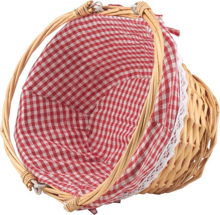 MUKCHAP 2 Stück Picknickkorb aus Weide, Picknickkorb Oval mit Klappbarem Griff, Picknickkorb Gewebt