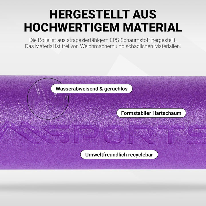 Yoga Rolle Premium | Pilates Rolle - 45 x 15 cm oder 90 x 15 cm - Faszienrolle (Violett, 45 x 15 cm)