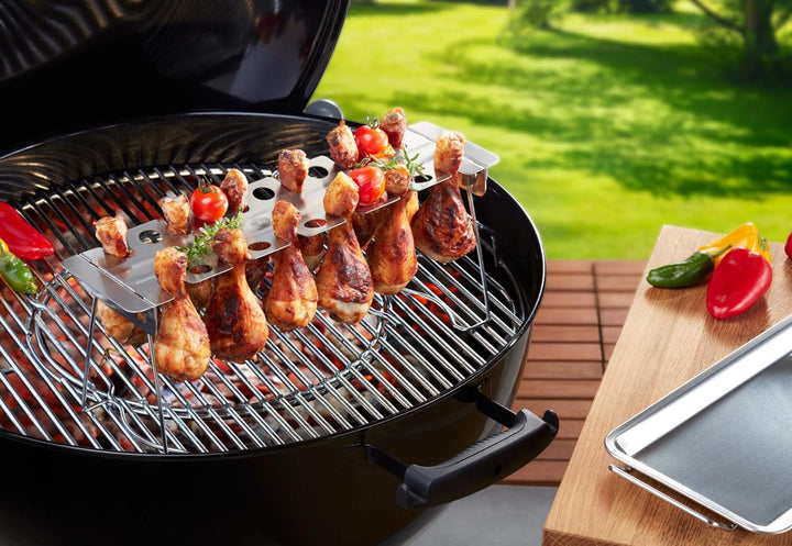 AMZBBQ® Premium Hähnchenschenkel Halter für 12 Keulen - Robuster Hähnchen Ständer aus 100% Edelstahl