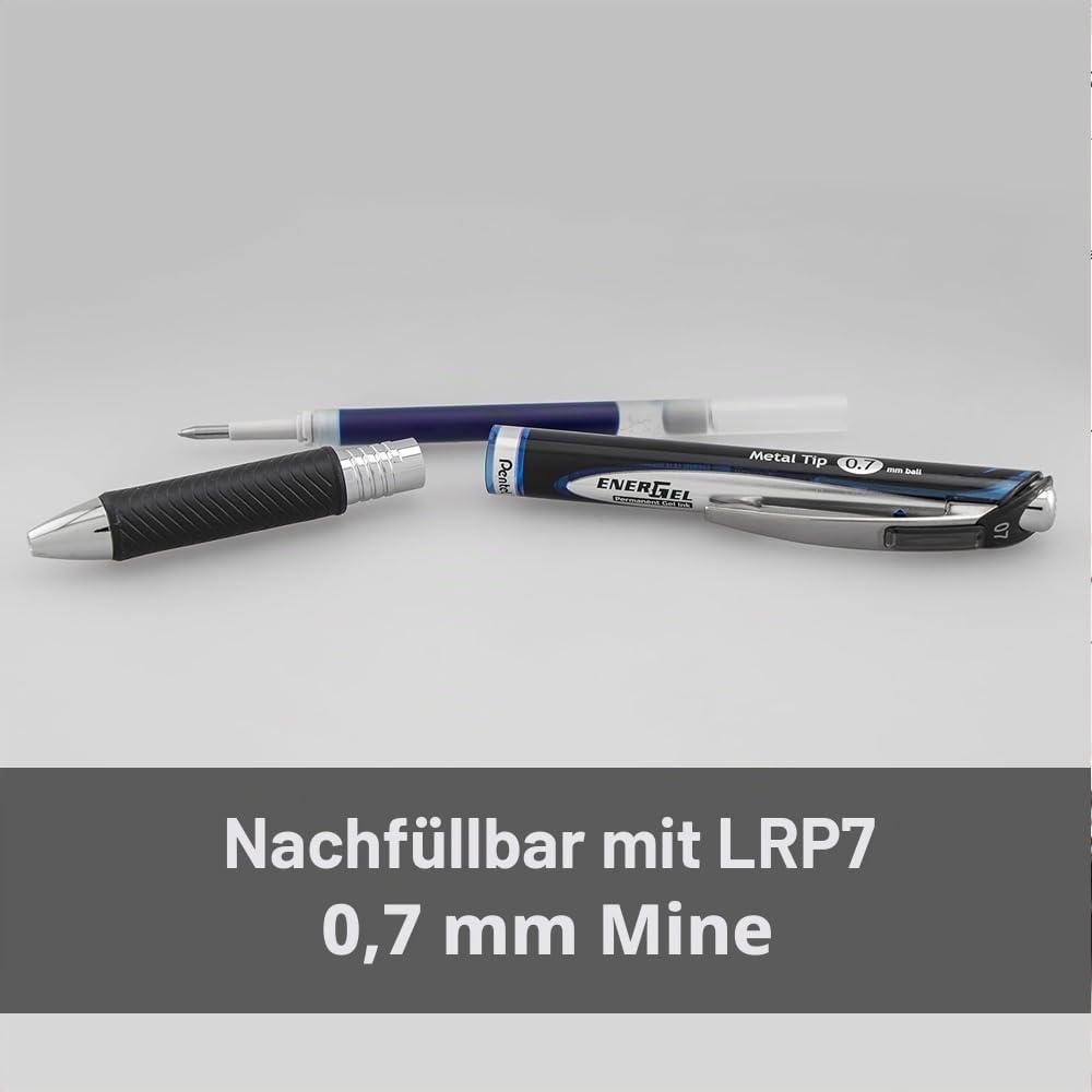Pentel BLP77-CX EnerGel Xm Dokument mit Druckmechanik Wasserfeste, 12 Stück, blau 12 blau, 12 blau