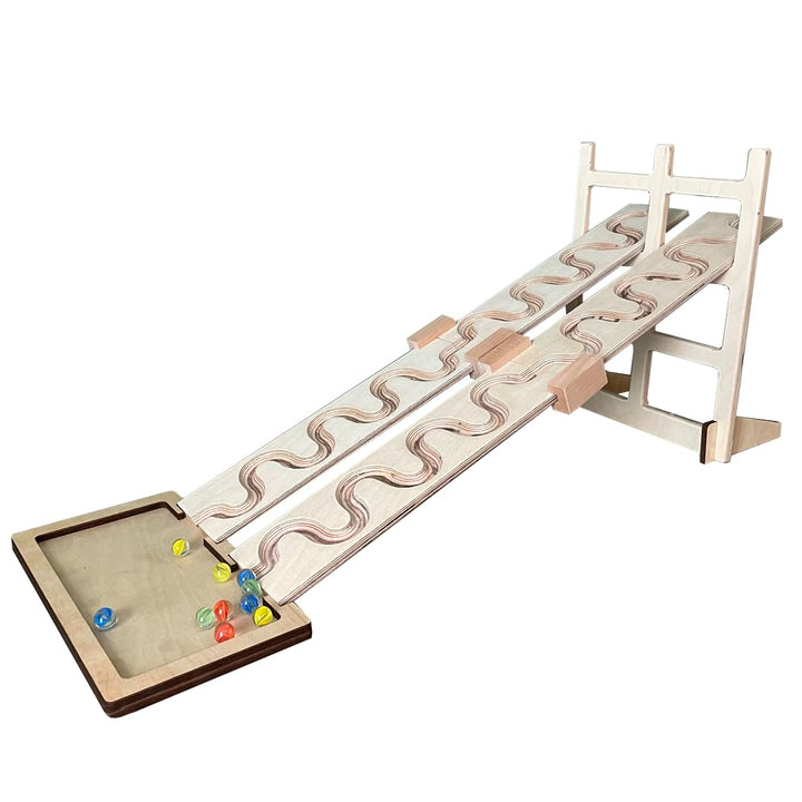MEGA - Murmelbahn-Set I, 4 Schlängelplatten inklusive Verbinder Glas Murmel Wettrennen Turm Auffangs