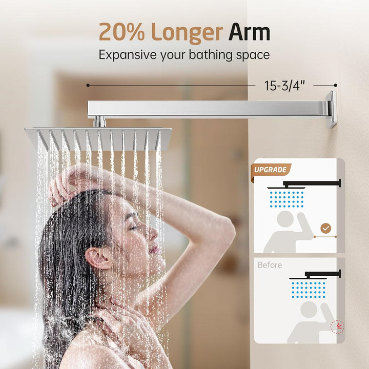 KES Duschsystem Duschkopf Regendusche 3 Funktion mit Handbrause Schlauch Duscharmatur Duschbrause Du