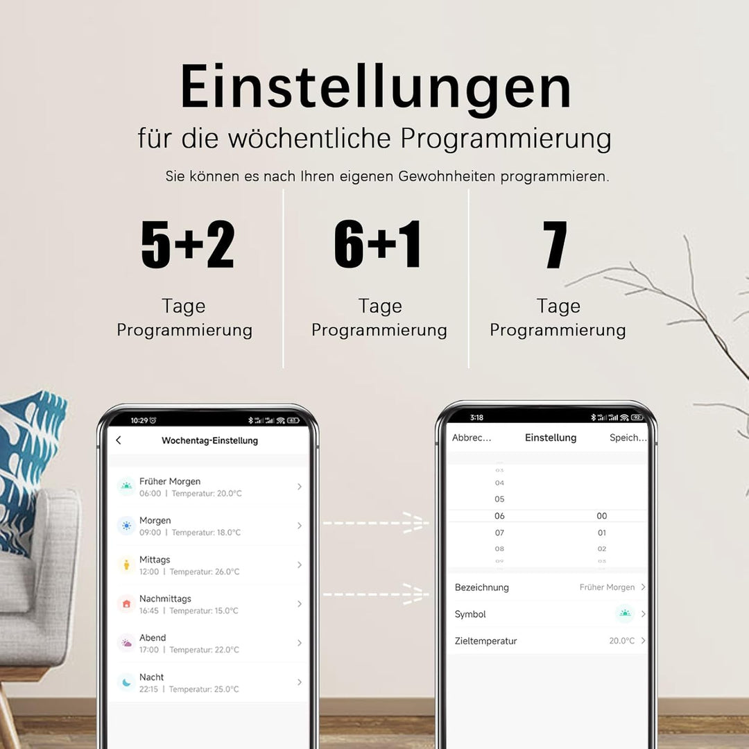 WiFi Thermostat Fussbodenheizung für Wasser,Programmierbar Raumthermostat Fussbodenheizung, Kompatib