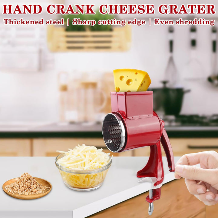 Manuelle Nussmühle mit 2 abnehmbaren Trommelblättern, Edelstahl Schnelles Schneiden Gemüsehobel, Man