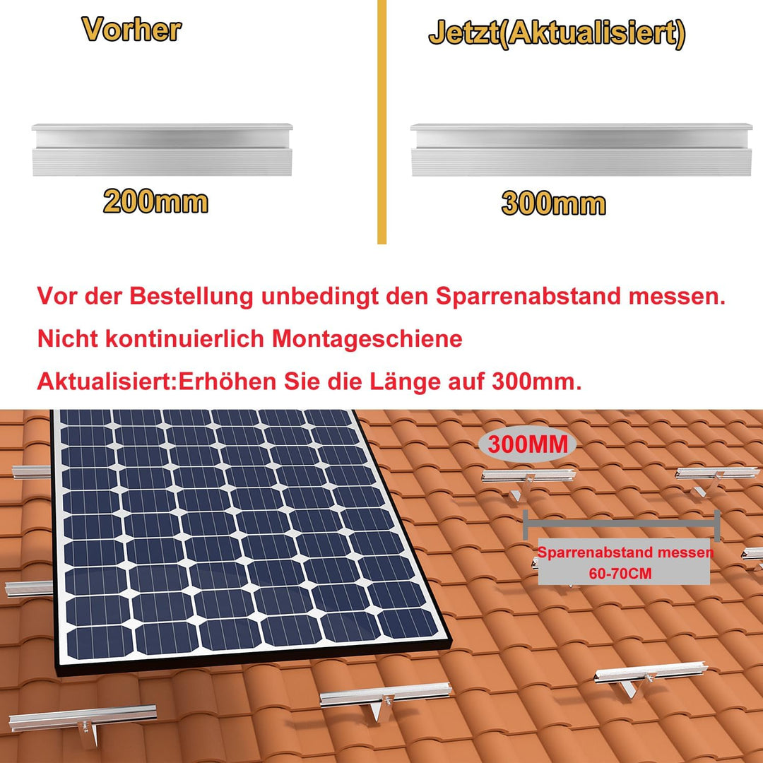 TEOV Für 2x PV Modul Solarmodul Halterung Montageschiene Solarschiene Set Ziegeldach 35MM,Befestigun