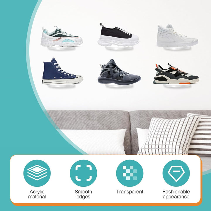 6 Pack Schwimmende Schuh Regale, Transparente Acryl Schuh Regale Montiert EIN der Wand, für die Anze