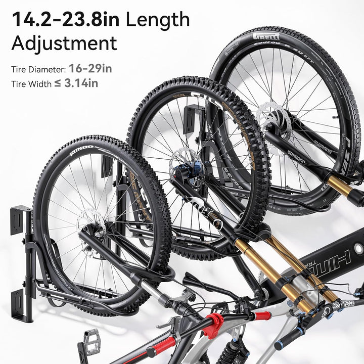 Housolution Schwenkbares Fahrrad-Wandhalterung für Garage, 2 Stück | Hebeloses Fahrradregal für Räde