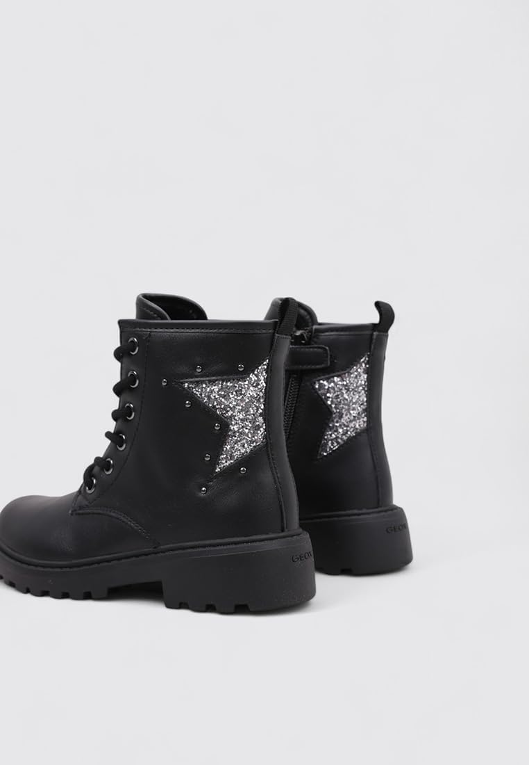 Geox Mädchen J Casey Girl Ankle Boot 28 EU Black Gun, 28 EU Black Gun