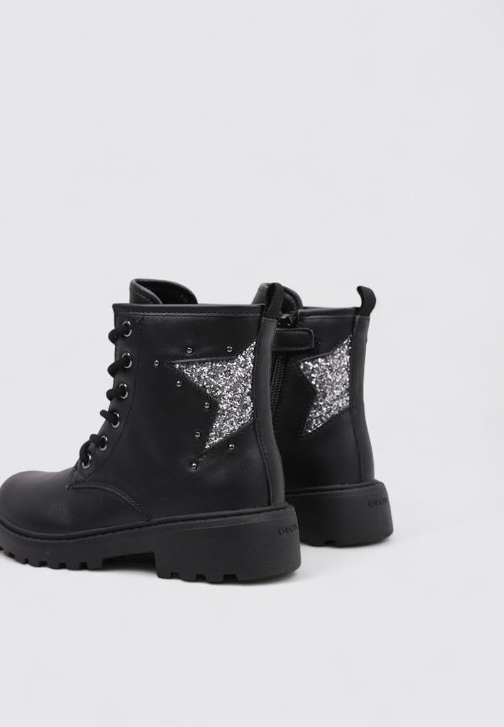 Geox Mädchen J Casey Girl Ankle Boot 28 EU Black Gun, 28 EU Black Gun