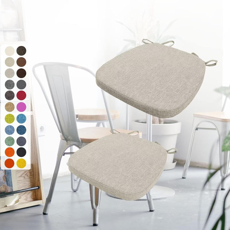 2er Set Stuhlkissen 40x38x3cm mit Bändern,Waschbare Sitzkissen rutschfest,Stuhlauflage Stuhlpolster