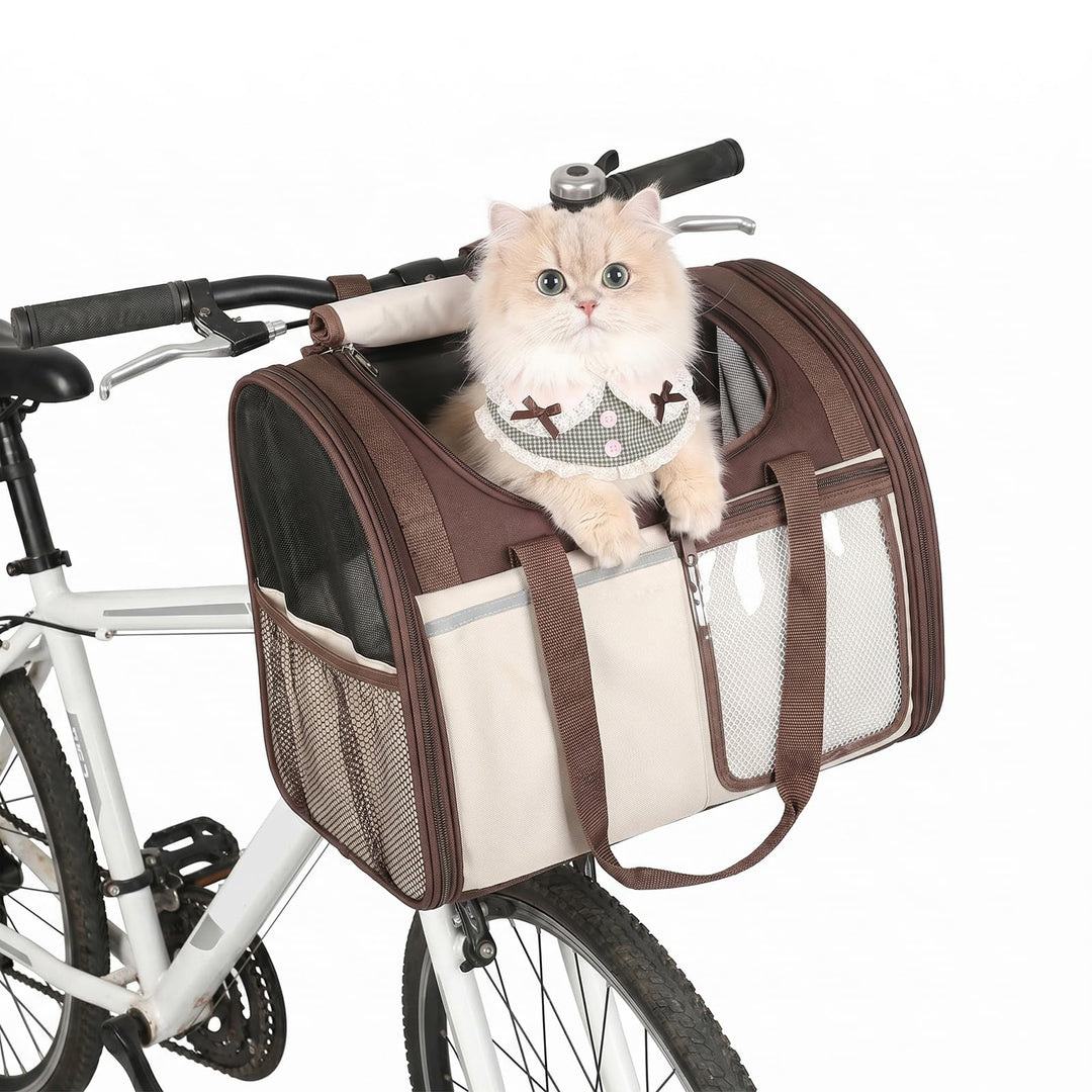 Hundekorb Fahrrad Vorne, Tragbarer Atmungsaktiver Hundefahrradkorb mit Sicherheitsleine Weichem Kiss