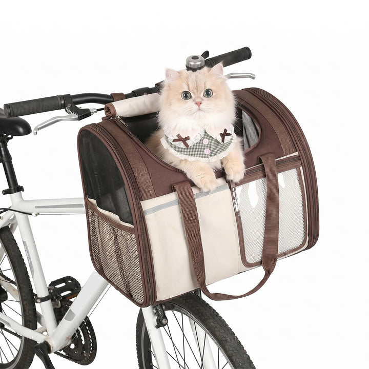 Hundekorb Fahrrad Vorne, Tragbarer Atmungsaktiver Hundefahrradkorb mit Sicherheitsleine Weichem Kiss