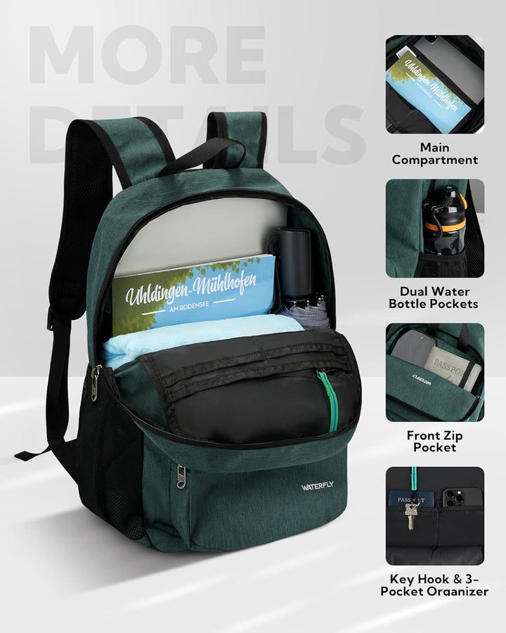WATERFLY Rucksack Faltbar Tagesrucksack 20L: Wanderrucksack Faltrucksack Leicht Klapprucksack Daypac