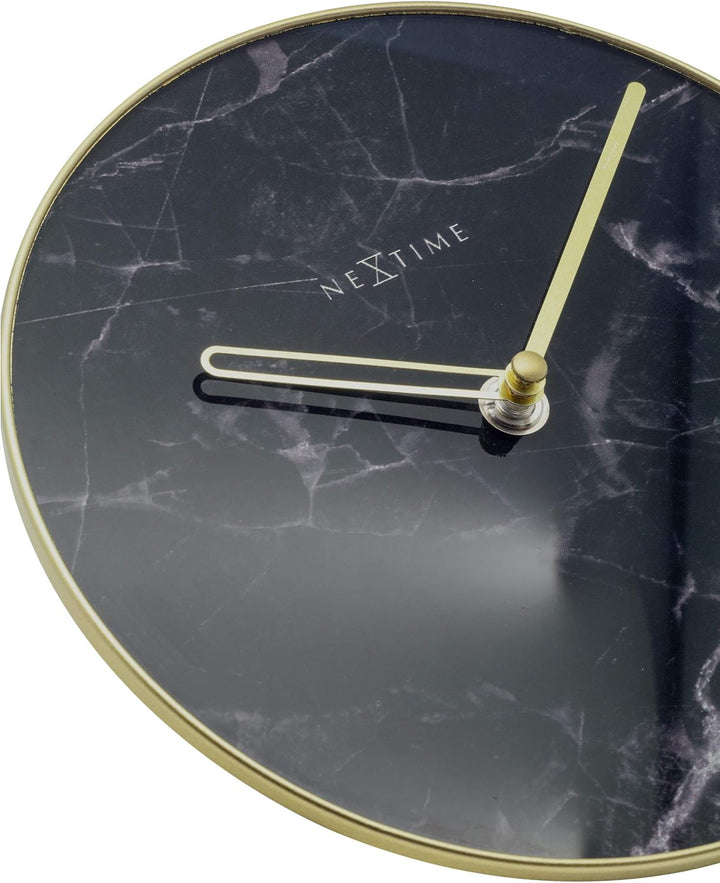 Nextime Tischuhr Marble Table Dia. 20cm Glass schwarz, 5222ZW