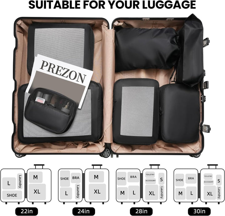 Packing Cubes for Suitcase 8 Set, Leichtgewichtige Gepäck Packing Organizer Packing Cubes für Reisez