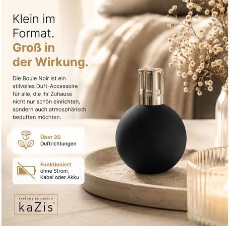 KAZIS I Katalytische Lampe I matt schwarz & Silber I Mit Brenner, Krone, Trichter & Löschkappe I