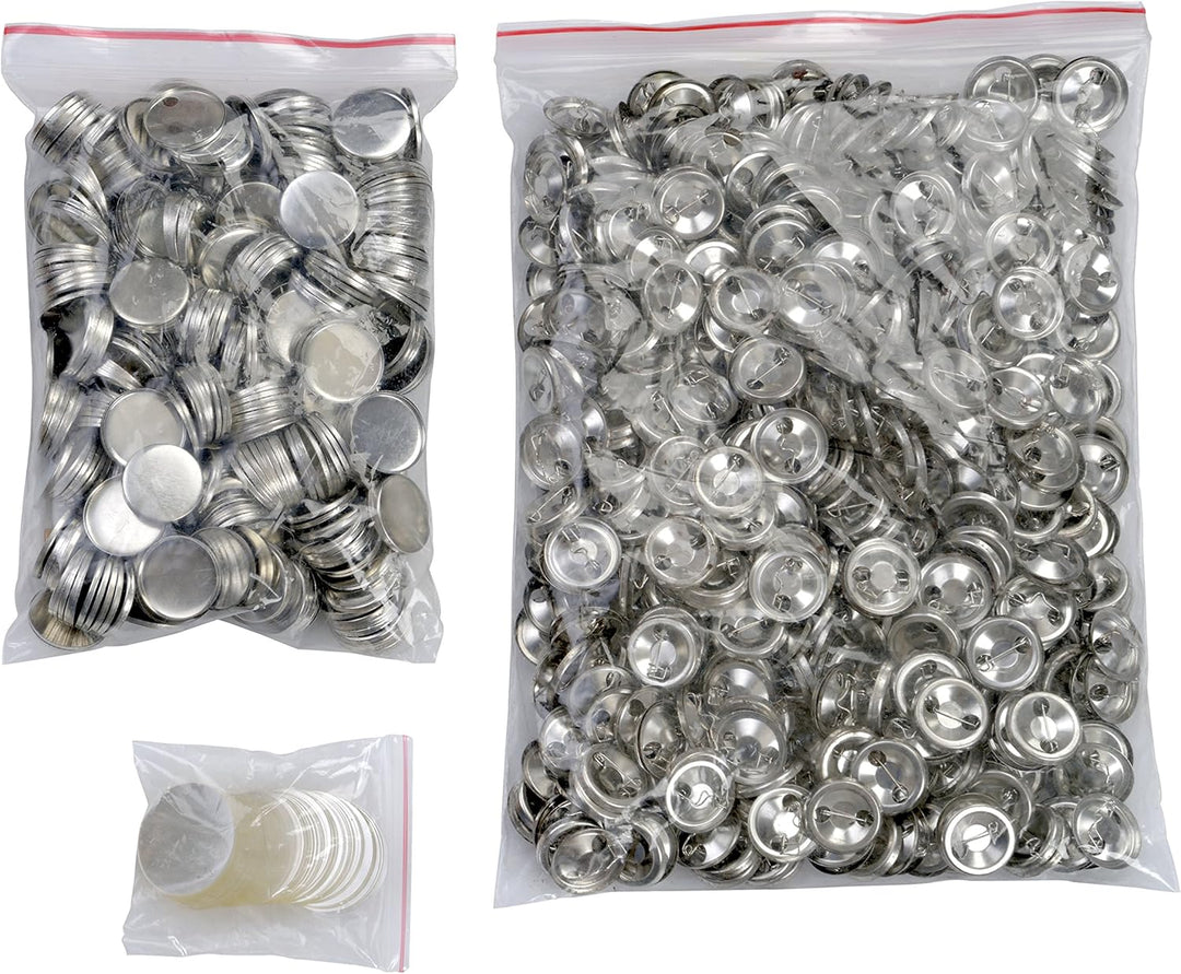 Buttonrohlinge 25mm (500 Stück) für Badgematic Buttonmaschine mit Sicherheitsnadel